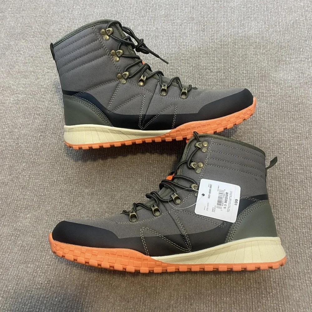 St. John's Bay Snow‎ Boots Mens Size 9.5 Gray Synthetic Lace Up Ankle Winter New